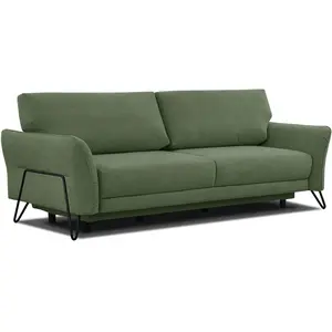 COURTOIS LAVILLE Canapé convertible 3 places tissu vert - LOREM pas cher