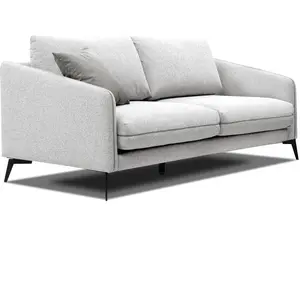 Courtois Laville Canapé droit 3 places tissu gris clair - Sogel pas cher