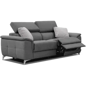 Courtois Laville Canapé droit avec 2 relax électriques tissu graphite et gris