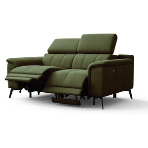 Courtois Laville Canapé droit avec 2 relax électriques tissu olive
