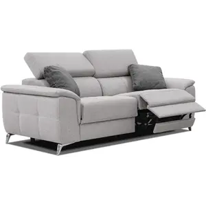 Courtois Laville Canapé droit avec 2 relax électriques tissu gris et graphite