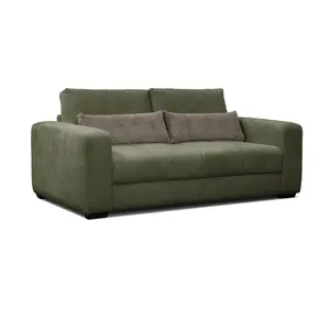 Courtois Laville Canapé droit 3 places tissu vert olive pas cher