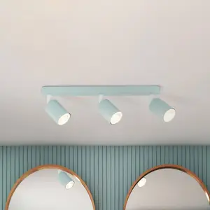 TK Lighting Spot pour plafond Livia, vert menthe, 52 cm, à 3 lampes, métal, GU10 pas cher