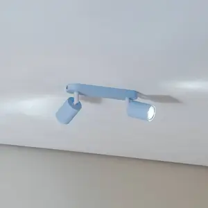 TK Lighting Spot pour plafond Livia, bleu clair, 35 cm, à 2 lampes, métal, GU10 pas cher