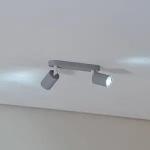 TK Lighting Spot pour plafond Livia, gris, 35 cm, à 2 lampes, métal, GU10 pas cher