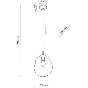 TK Lighting Suspension Sol Mini, verre, Ø 25 cm, noir/gris graphite