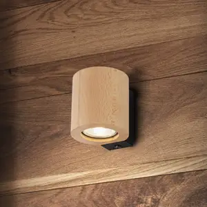 TK Lighting Applique murale Eve, hêtre, bois, Ø 8 cm, GU10 pas cher