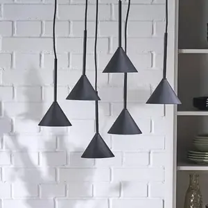 TK Lighting Suspension Cono Mini, à 6 lampes, noir, E27 pas cher