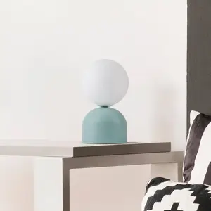 TK Lighting Lampe à poser Miki, vert menthe, hauteur 21 cm, métal/verre, G9Vendu parluminaire