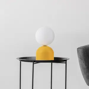 TK Lighting Lampe à poser Miki, jaune, hauteur 21 cm, métal/verre, G9 pas cher