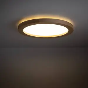 TK Lighting Plafonnier LED Aqua, hêtre, Ø 32,5 cm, 24 W pas cher