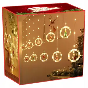 Comparateur de prix : Rideau Léger Avec Figurines Guirlande De Noël Pour La Fenêtre, Balcon ...