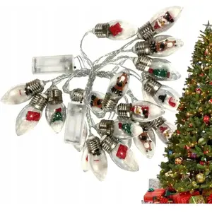 Comparateur de prix : Guirlande De Noël Ampoules Avec Figurines Pour Fenêtre Rideau Lumineux...