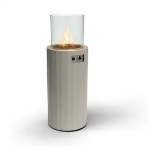 Bino - Planika - Chauffage de terrasse, colonne avec feu, Cheminée à gaz propane ou GPL, hauteur 102cm, 8KW Gris+ HousseVendu paramazon