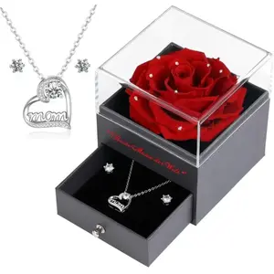 FANEEYO Coffret Cadeau Élégant pour Maman : Rose Éternelle, Collier et Boucles d'OreillesVendu parrakuten