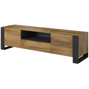 BIM Furniture NUNKI Meuble TV bas en chêne Anthracite 180 cm pas cher
