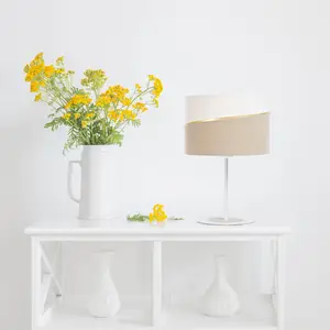 Maco Design Lampe à poser Susan, blanche/beige/dorée pas cher