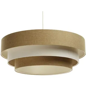 BPS KONCEPT Lampe suspendue boho élégant E27 1x40w tissu structuré sur pvc en plastique marron, blanc h: 90cm Ø50 cm dimmableVendu parluminaire