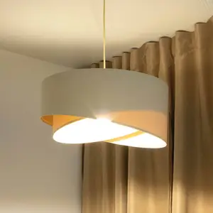 Maco Design Suspension Boho, crème/beige, Ø 50 cm, hauteur 23 cm, lin pas cher