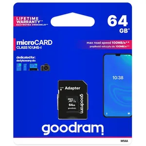 Carte microSDXC Goodram M1AA 64 Go avec adaptateur SD, UHS-I