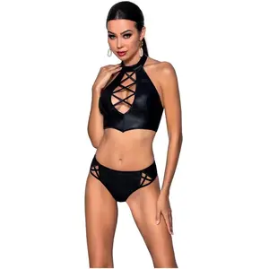 Passion Ensemble 2 Pièces Nancy Cuir Leather Collection Noir pas cher