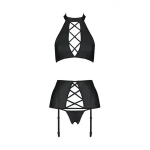 Passion Ensemble 3 Pièces Nancy Cuir Leather Collection NoirVendu parespaceplaisir
