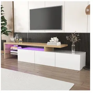 NECHE Yoleo - Meuble tv Design moderne élégant,3 Portes Blanc Brillant... pas cher