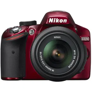 Reflex D3200 - Rouge + Nikon Nikkor AF-S DX 18-55mm f/3.5-5.6G VR f/3.... pas cher