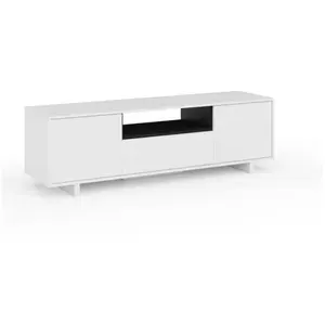 ABITARE Meuble tv 150x41x46 cm blanc brillant et gris cendre avec trois portes - Palermo pas cher