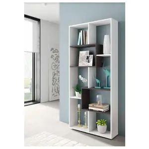 ABITARE Bibliothèque 80x25x180 cm blanc mat et oxyde avec huit compartiments - Geri pas cher
