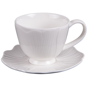 Table passion Lot de 6 tasse à thé avec sous tasse   20 cl  blanc en porcelaine pas cher