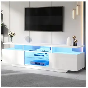 NECHE Meuble TV haute brillance 160x40x45 cm,Meuble de salon avec lumi... pas cher