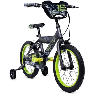 Vélo Enfant - Huffy Delirium - BMX - Roues 16" - Age 5-7 ans - 2 Freins - Stabilisateurs - Gris et Vert