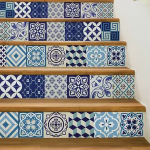 Ambiance-sticker Stickers contremarche carrelages vintage bleu d'Azure x 2Vendu parambiance-sticker