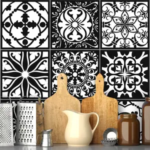 Ambiance-sticker 9 stickers carrelages azulejos baroque nuance blanc et noirVendu parambiance-sticker