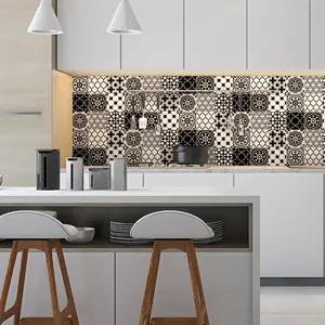 Ambiance-sticker 9 stickers carrelages azulejos classique nuance noir et blancVendu parambiance-sticker
