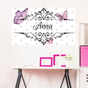 Ambiance-sticker Sticker prénom personnalisable papillons romantiques pas cher