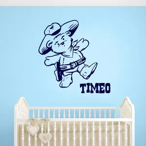 Ambiance-sticker Sticker prénom personnalisable nounours cowboyVendu parambiance-sticker
