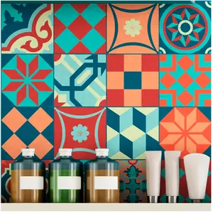 Ambiance-sticker 16 stickers carrelages azulejos style vintage coloréVendu parambiance-sticker