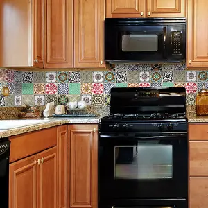 Ambiance-sticker 16 stickers carrelages azulejos style design coloréVendu parambiance-sticker