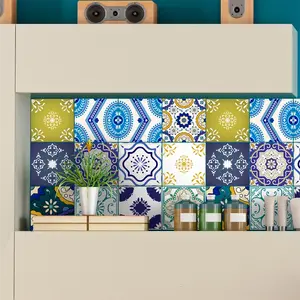 Ambiance-sticker 16 stickers carrelages azulejos vintage raffinéVendu parambiance-sticker