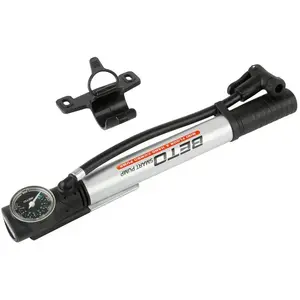 Mini Pompe BETO 2 en 1 avec Manomètre, Aluminium Argent/Noir, 125 PSI pas cher