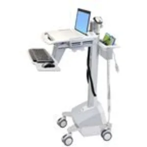 Ergotron EMR Laptop Cart, LiFe Powered chariot - pour ordinateur portable/clavier/souris/lecteur de codes a barres - gris, blanc, aluminium poli pas cher