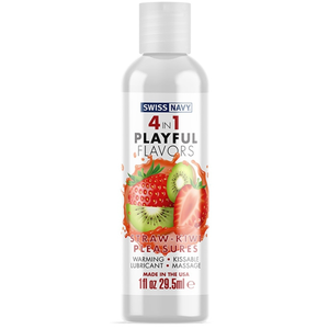 Swiss Navy Gel massage et lubrifiant chauffant 4 en 1 Straw-Kiwi Pleasures 30 ml pas cher