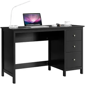 Comparateur de prix : Costway Bureau Imformatique, Table D'ordinateur 120 X 50 X75 Cm Spacieux Avec 3 Tiroirs, Style Moderne Coloris Noir