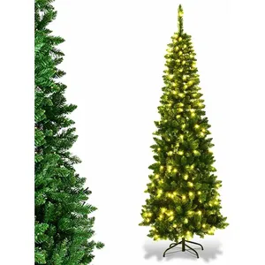 COSTWAY Sapin de Noël Lumineux 225 cm avec 350 Lumières LED Aiguilles ... pas cher