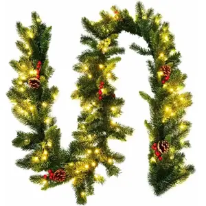 Costway - Guirlande de Noël Décorative 270CM avec 100 Lumières led Pré...