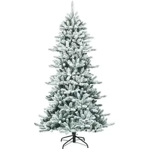 Costway Sapin de Noël Artificiel Flocons de Neige 210cm avec 1108 Pointes Supp... pas cher
