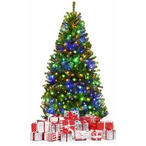 Costway - Sapin de Noël 180 cm, Arbre de Noël Artificiel avec Lumières... pas cher