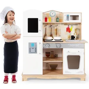 Comparateur de prix : COSTWAY Cuisine pour Enfants avec Four Micro-Ondes et Robinet - 5 Acce...